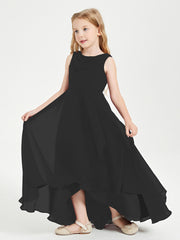 Modern Asymmetrical Junior Bridesmaid Dresses Cowl Neck Black