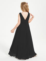 Modern Asymmetrical Junior Bridesmaid Dresses Cowl Neck Black