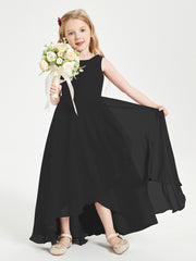 Modern Asymmetrical Junior Bridesmaid Dresses Cowl Neck Black