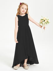 Modern Asymmetrical Junior Bridesmaid Dresses Cowl Neck Black