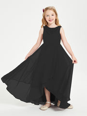 Modern Asymmetrical Junior Bridesmaid Dresses Cowl Neck Black