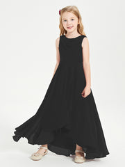 Modern Asymmetrical Junior Bridesmaid Dresses Cowl Neck Black