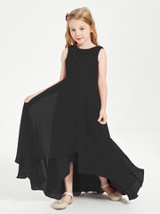 Modern Asymmetrical Junior Bridesmaid Dresses Cowl Neck Black