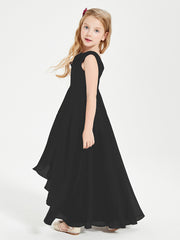 Modern Asymmetrical Junior Bridesmaid Dresses Cowl Neck Black