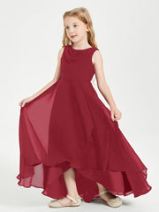 Modern Asymmetrical Junior Bridesmaid Dresses Cowl Neck Burgundy