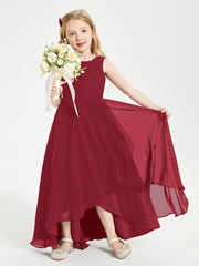 Modern Asymmetrical Junior Bridesmaid Dresses Cowl Neck Burgundy