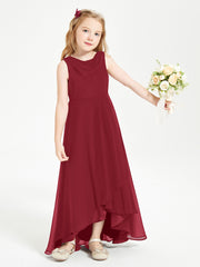 Modern Asymmetrical Junior Bridesmaid Dresses Cowl Neck Burgundy