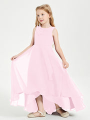 Modern Asymmetrical Junior Bridesmaid Dresses Cowl Neck Candy Pink