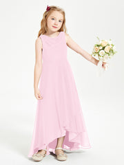 Modern Asymmetrical Junior Bridesmaid Dresses Cowl Neck Candy Pink