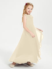 Modern Asymmetrical Junior Bridesmaid Dresses Cowl Neck Champagne