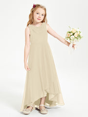Modern Asymmetrical Junior Bridesmaid Dresses Cowl Neck Champagne