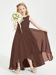 Modern Asymmetrical Junior Bridesmaid Dresses Cowl Neck Chocolate