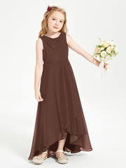 Modern Asymmetrical Junior Bridesmaid Dresses Cowl Neck Chocolate
