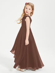 Modern Asymmetrical Junior Bridesmaid Dresses Cowl Neck Chocolate