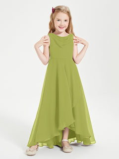 Modern Asymmetrical Junior Bridesmaid Dresses Cowl Neck Clover