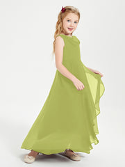 Modern Asymmetrical Junior Bridesmaid Dresses Cowl Neck Clover