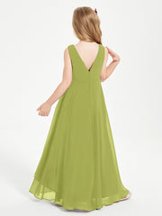 Modern Asymmetrical Junior Bridesmaid Dresses Cowl Neck Clover