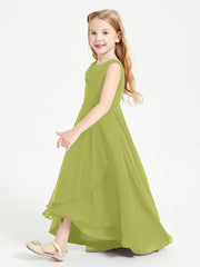 Modern Asymmetrical Junior Bridesmaid Dresses Cowl Neck Clover