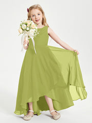 Modern Asymmetrical Junior Bridesmaid Dresses Cowl Neck Clover
