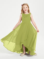 Modern Asymmetrical Junior Bridesmaid Dresses Cowl Neck Clover