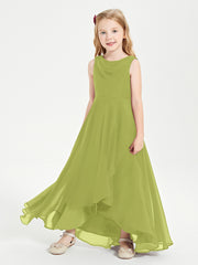 Modern Asymmetrical Junior Bridesmaid Dresses Cowl Neck Clover