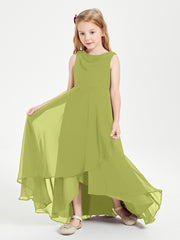 Modern Asymmetrical Junior Bridesmaid Dresses Cowl Neck Clover