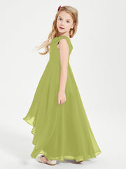 Modern Asymmetrical Junior Bridesmaid Dresses Cowl Neck Clover