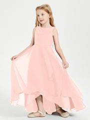 Modern Asymmetrical Junior Bridesmaid Dresses Cowl Neck Coral