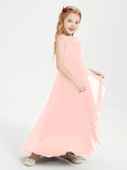 Modern Asymmetrical Junior Bridesmaid Dresses Cowl Neck Coral