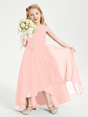 Modern Asymmetrical Junior Bridesmaid Dresses Cowl Neck Coral