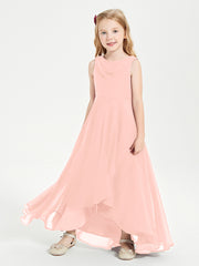 Modern Asymmetrical Junior Bridesmaid Dresses Cowl Neck Coral