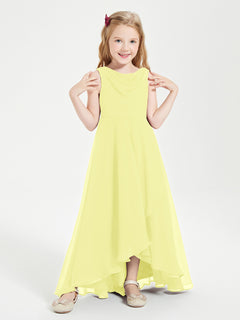 Modern Asymmetrical Junior Bridesmaid Dresses Cowl Neck Daffodil