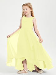 Modern Asymmetrical Junior Bridesmaid Dresses Cowl Neck Daffodil