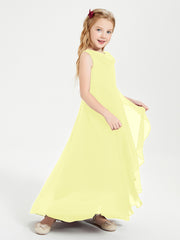 Modern Asymmetrical Junior Bridesmaid Dresses Cowl Neck Daffodil