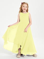 Modern Asymmetrical Junior Bridesmaid Dresses Cowl Neck Daffodil