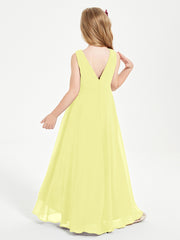 Modern Asymmetrical Junior Bridesmaid Dresses Cowl Neck Daffodil