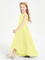Modern Asymmetrical Junior Bridesmaid Dresses Cowl Neck Daffodil