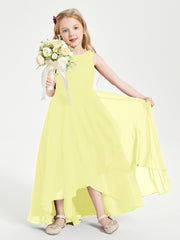 Modern Asymmetrical Junior Bridesmaid Dresses Cowl Neck Daffodil