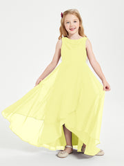 Modern Asymmetrical Junior Bridesmaid Dresses Cowl Neck Daffodil