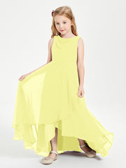 Modern Asymmetrical Junior Bridesmaid Dresses Cowl Neck Daffodil