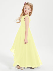 Modern Asymmetrical Junior Bridesmaid Dresses Cowl Neck Daffodil