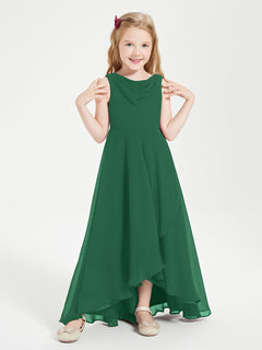 Modern Asymmetrical Junior Bridesmaid Dresses Cowl Neck Dark Green