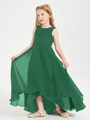 Modern Asymmetrical Junior Bridesmaid Dresses Cowl Neck Dark Green