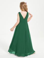 Modern Asymmetrical Junior Bridesmaid Dresses Cowl Neck Dark Green