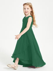 Modern Asymmetrical Junior Bridesmaid Dresses Cowl Neck Dark Green
