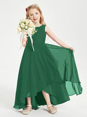 Modern Asymmetrical Junior Bridesmaid Dresses Cowl Neck Dark Green