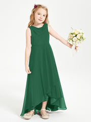 Modern Asymmetrical Junior Bridesmaid Dresses Cowl Neck Dark Green