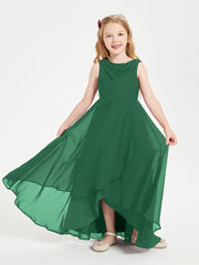 Modern Asymmetrical Junior Bridesmaid Dresses Cowl Neck Dark Green