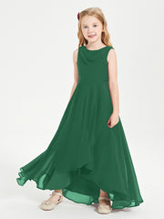 Modern Asymmetrical Junior Bridesmaid Dresses Cowl Neck Dark Green