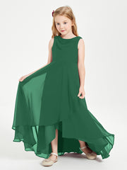 Modern Asymmetrical Junior Bridesmaid Dresses Cowl Neck Dark Green